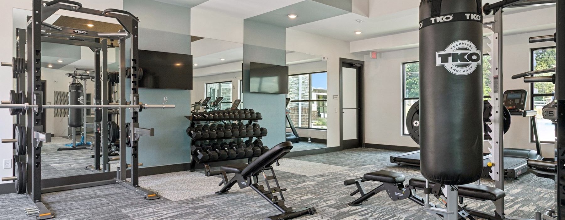 a gym with exercise equipment
