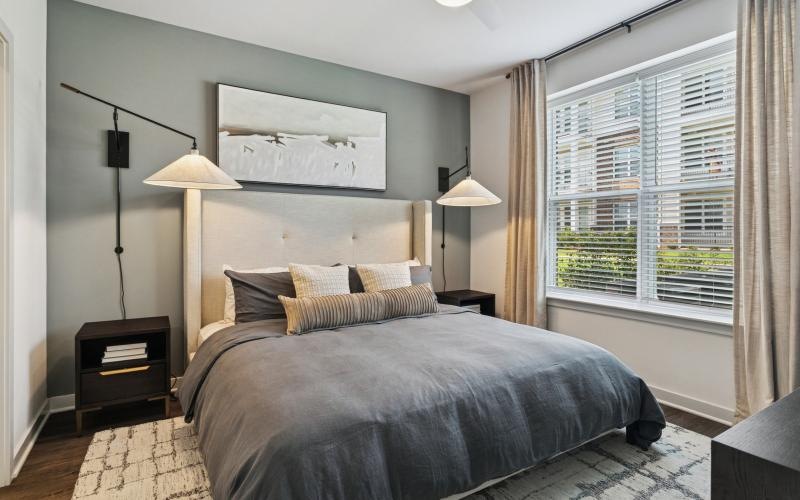 a bedroom with a large bed